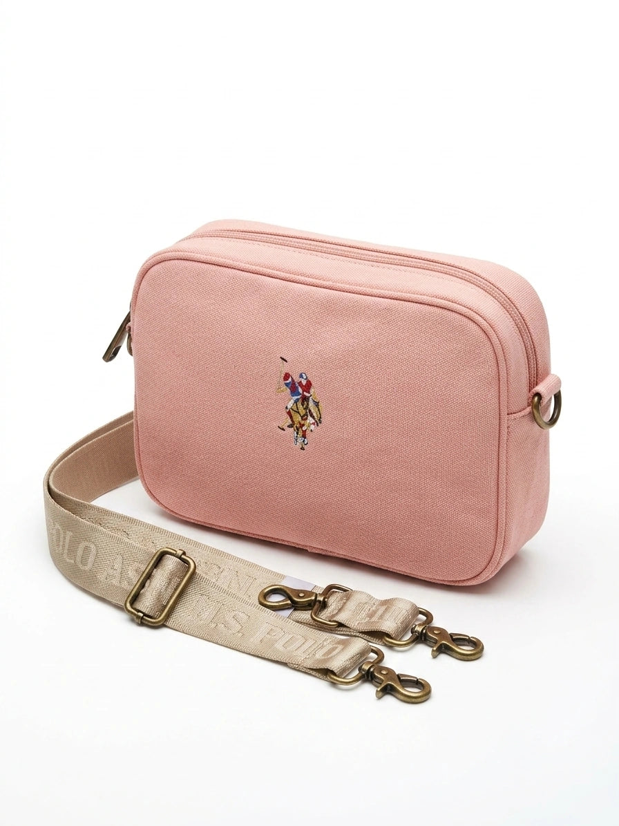 U.S. Polo Assn. Embroidered Logo Crossbody Bag - Pink