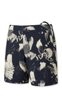 ALLSAINTS Men's Abstract Floral Print Swim Shorts - Navy Cream