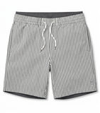 ALLSAINTS Men's Seersucker Striped Drawstring Shorts - Grey White