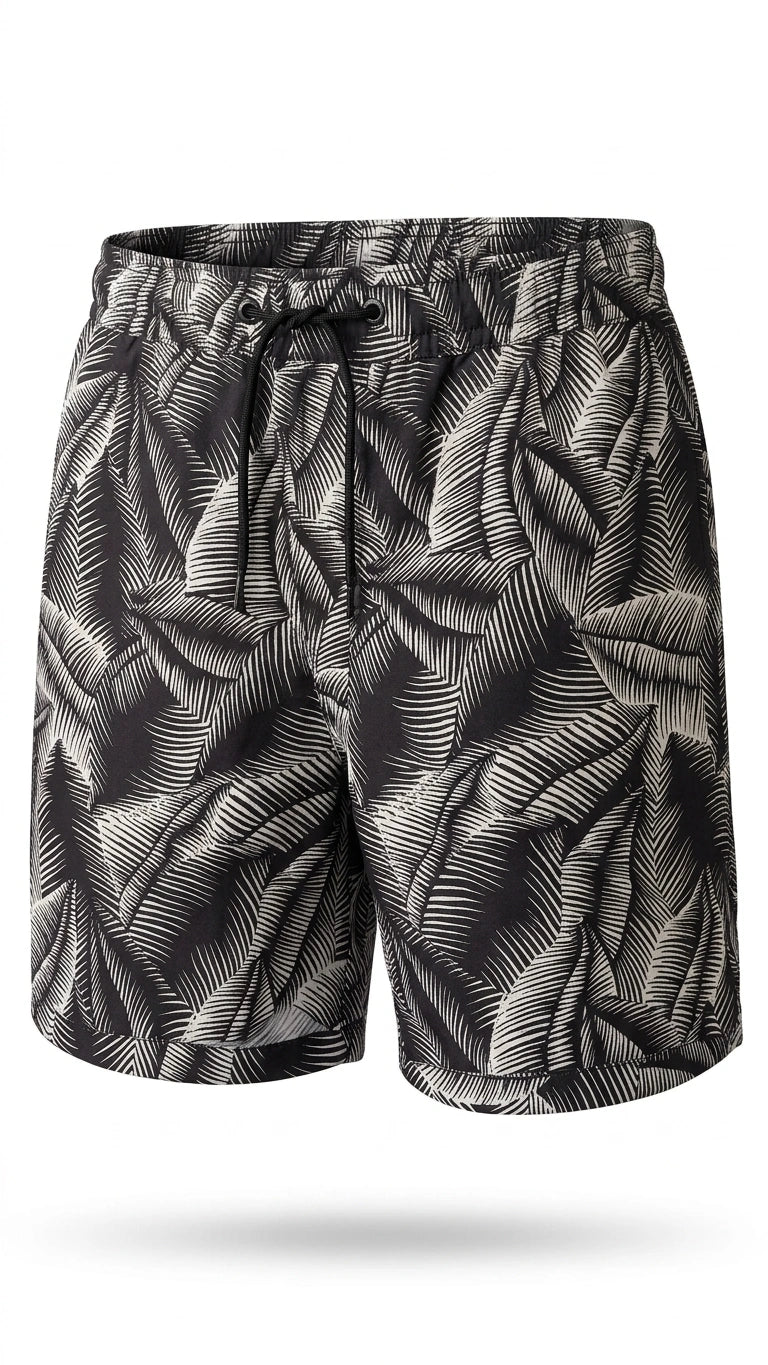 ALLSAINTS Men's Palm Print Swim Shorts - Black
