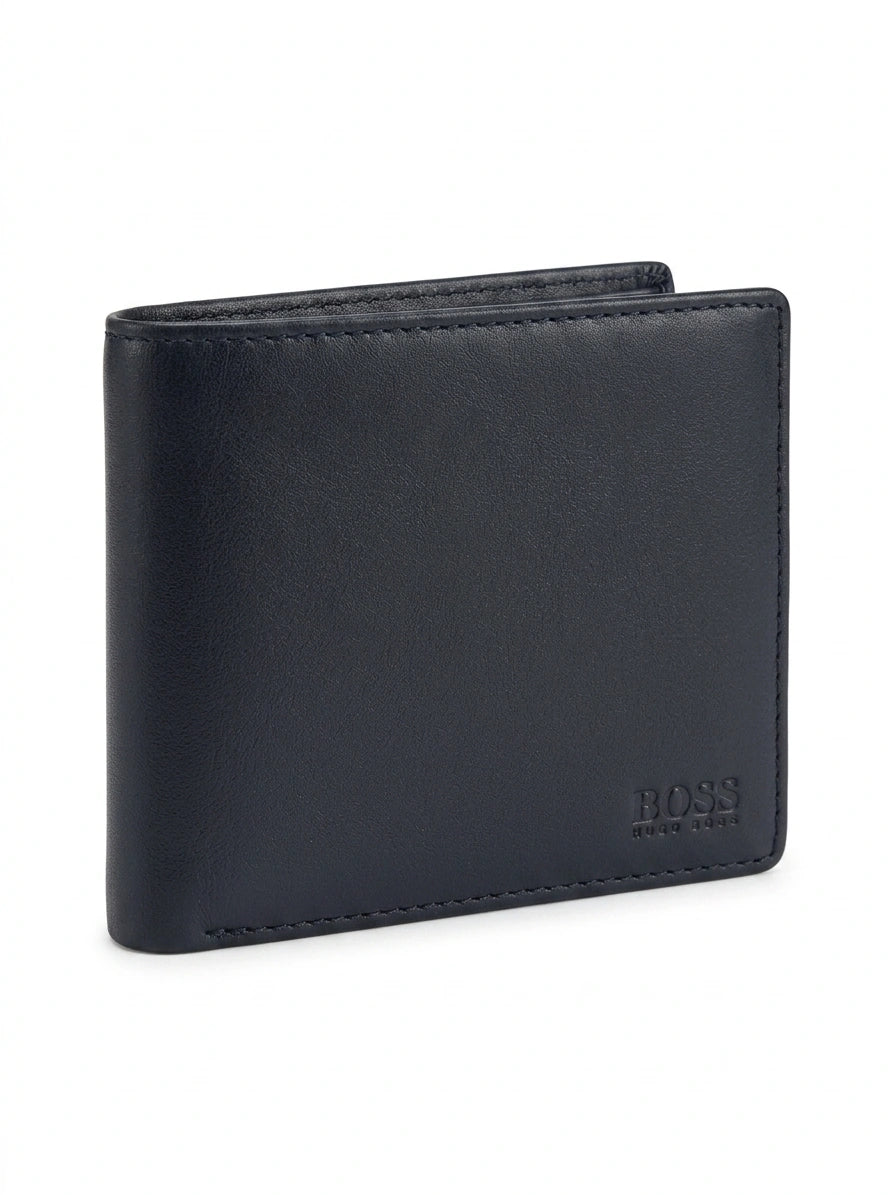 BOSS Leather Bi-Fold Wallet - Dark Blue
