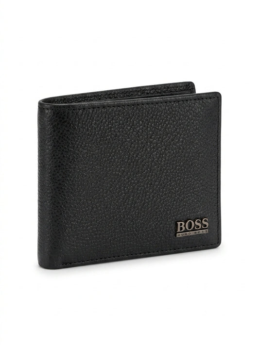 BOSS Men Grain Leather Bi-Fold Wallet - Black