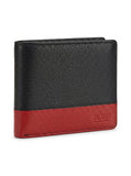 BOSS Bi-Fold Grained Leather Wallet - Black/Red