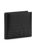 BOSS Men's Embossed Logo Leather Bi-Fold Wallet - Black