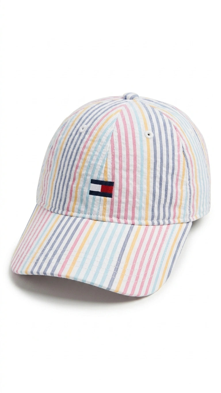 Tommy Hilfiger Women's Seersucker Stripe Baseball Cap - Pastel Stripe