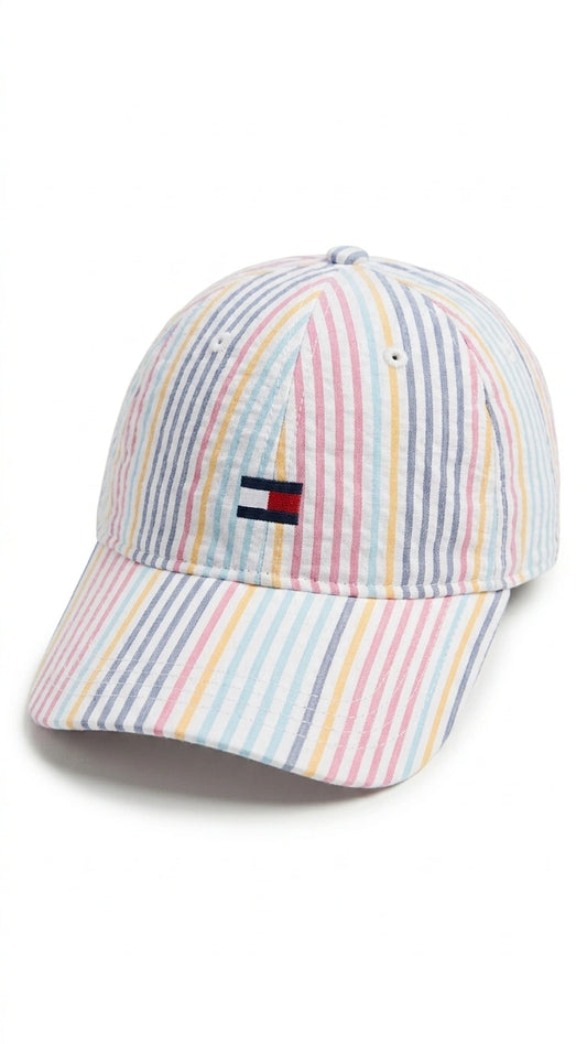Tommy Hilfiger Women's Seersucker Stripe Baseball Cap - Pastel Stripe