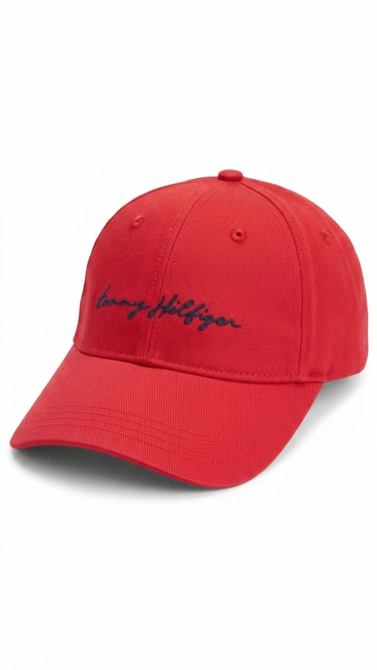 Tommy Hilfiger Script Logo Baseball Cap - Red