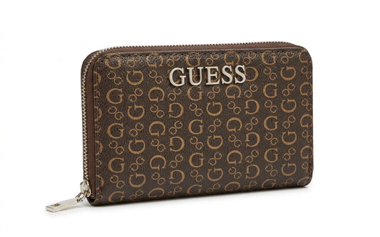 GUESS Women's G Logo Print Zip-Around Wallet - Brown