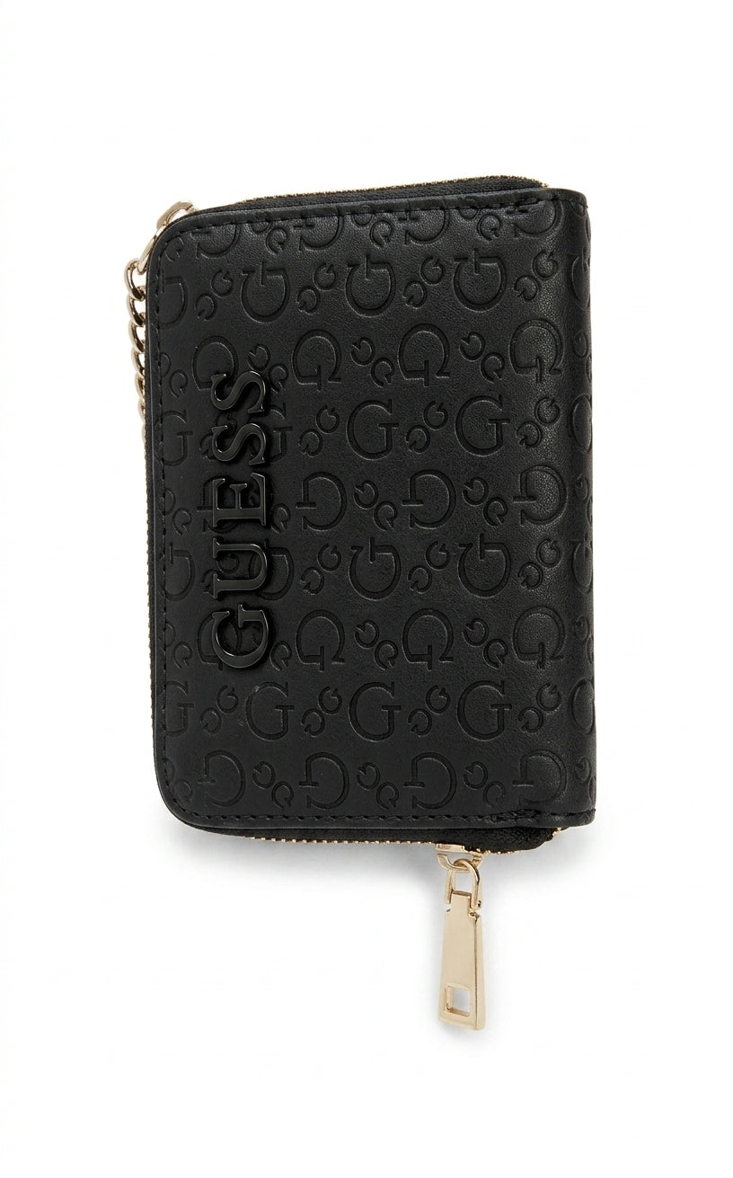 GUESS Women's G Logo Embossed Zip-Around Wallet - Black