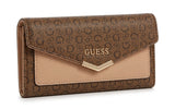 Guess Women's Monogram Flap Wallet - Brown/Beige