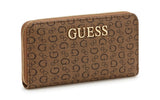GUESS Women's Signature Monogram Zip-Around Wallet - Brown