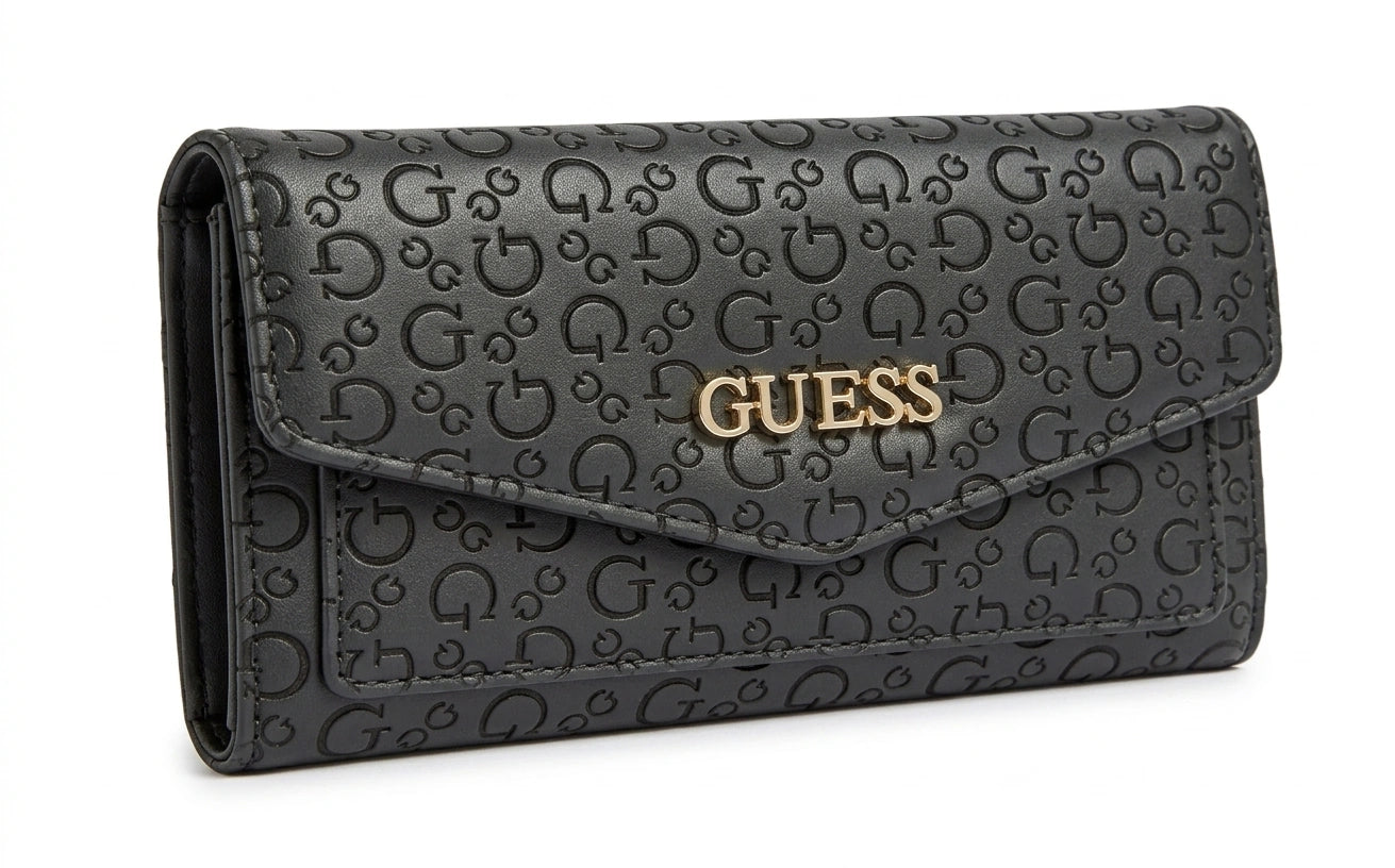 GUESS Women's Laurel Embossed Logo Flap Wallet - Black