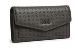 Guess Women's Monogram Embossed Flap Wallet - Dark Grey
