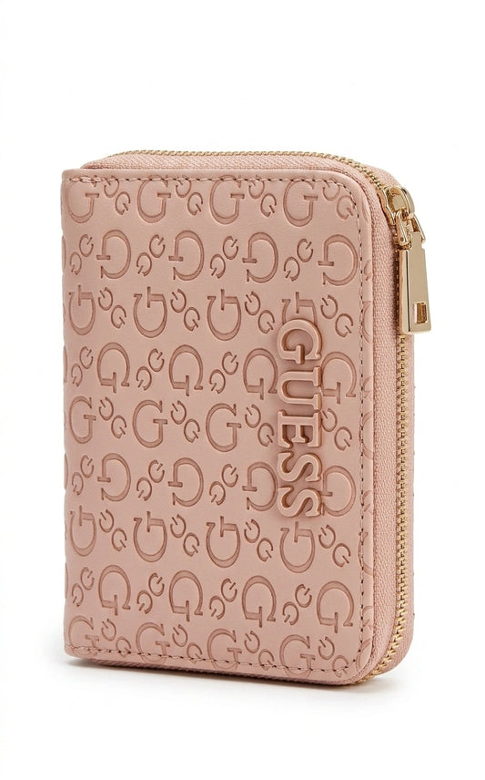 GUESS Women's G Logo Embossed Compact Zip Wallet - Blush