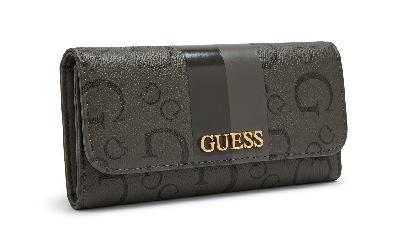 GUESS Women's Signature 4G Logo Trifold Wallet - Charcoal Multi