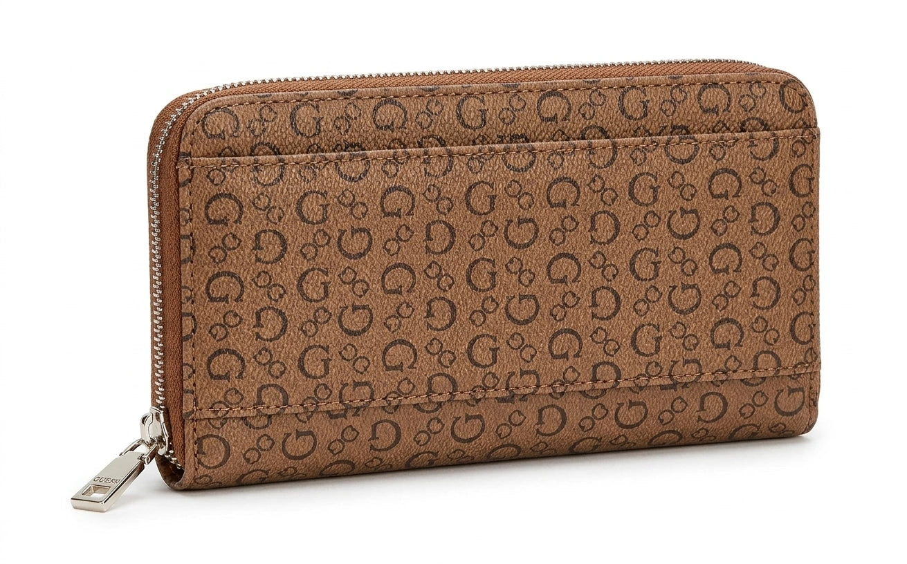 Guess Women's 4G Logo Print Zip-Around Wallet - Brown
