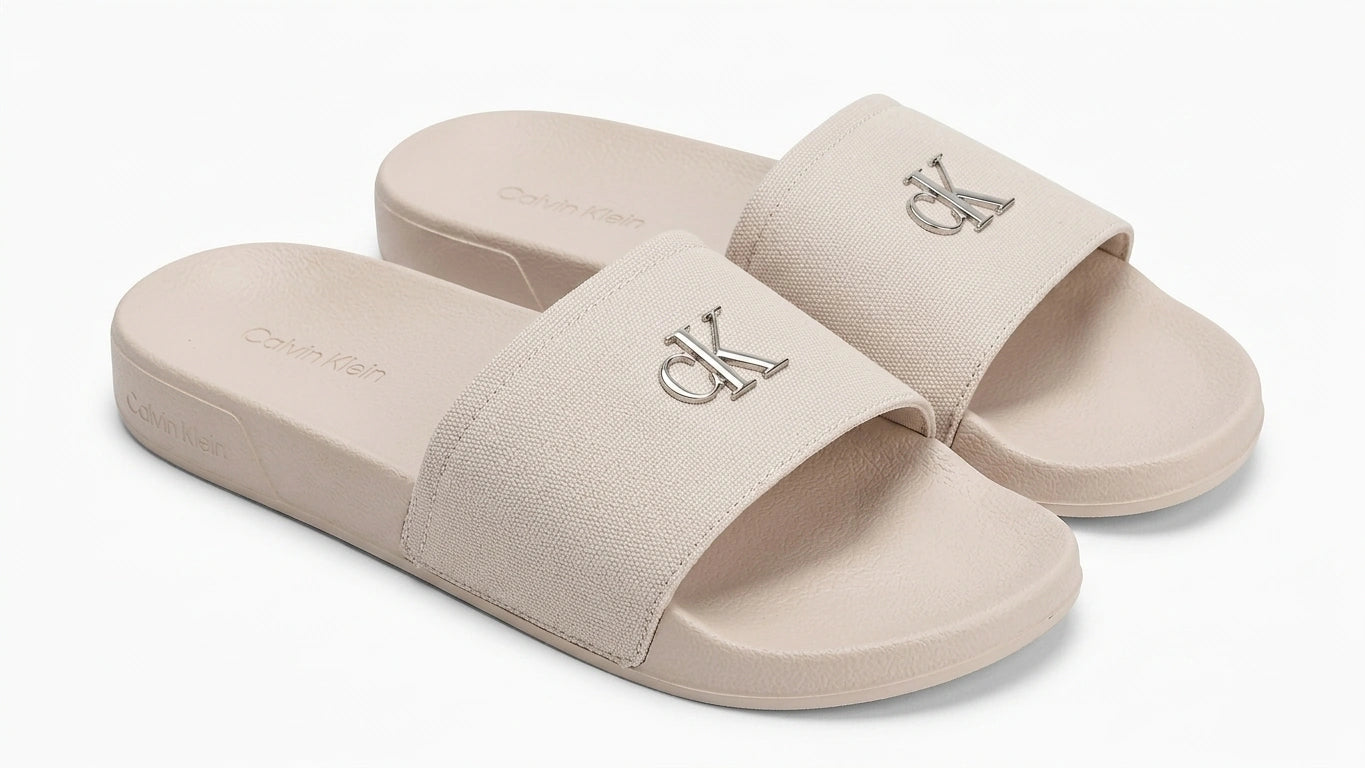 Calvin Klein Women's CK Logo Pool Slides - Nude
