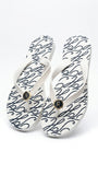 Tommy Hilfiger Women Script Logo Print Flip-Flops - White/Navy