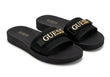 GUESS Women's Branded Monogram Platform Slides - Black Gold