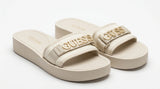 Guess Women's Logo Strap Platform Slides - Beige
