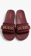 GUESS Women's Adjustable Logo Pool Slides - Burgundy