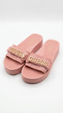 GUESS Women's G-Monogram Platform Slide Sandals - Pink