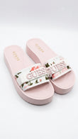 GUESS Women's Floral Logo Platform Slide Sandals - Pink