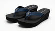 Calvin Klein Jeans Women's Denim Wedge Thong Sandals - Blue