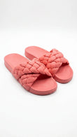 Generic Women's Puffy Woven Strap Slides - Coral