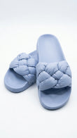 Generic Braided Puffy Strap Slides - Light Blue
