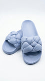 Generic Braided Puffy Strap Slides - Light Blue