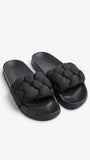 Generic Padded Braided Strap Slide Sandals - Black