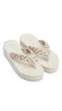 Tommy Hilfiger Women Braided Strap Platform Flip Flops - Ecru Multi