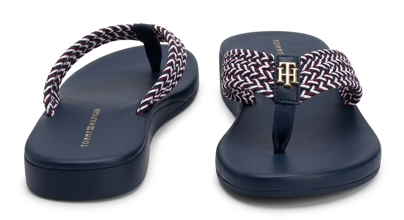Tommy Hilfiger Women's Woven Strap Platform Flip-Flops - Navy Blue
