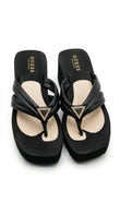 GUESS Women's Padded Thong Wedge Sandals - Black