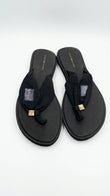 Tommy Hilfiger Women's Monogram Fabric Thong Sandals - Black