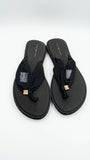 Tommy Hilfiger Women's Monogram Fabric Thong Sandals - Black