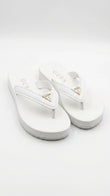 Guess Women's Logo Charm Platform Flip Flops - White