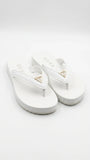 Guess Women's Logo Charm Platform Flip Flops - White