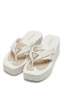 GUESS Women's Padded Embellished Wedge Flip Flops - Off White