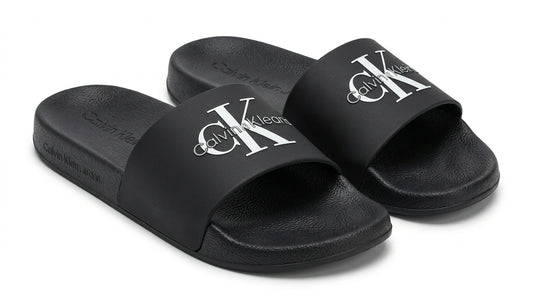 Calvin Klein Jeans CK Logo Pool Slides - Black