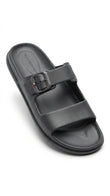 Tommy Hilfiger Men's Two-Strap Buckle Slides - Black