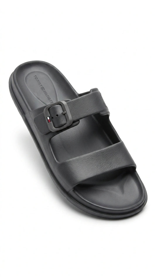 Tommy Hilfiger Men's Two-Strap Buckle Slides - Black