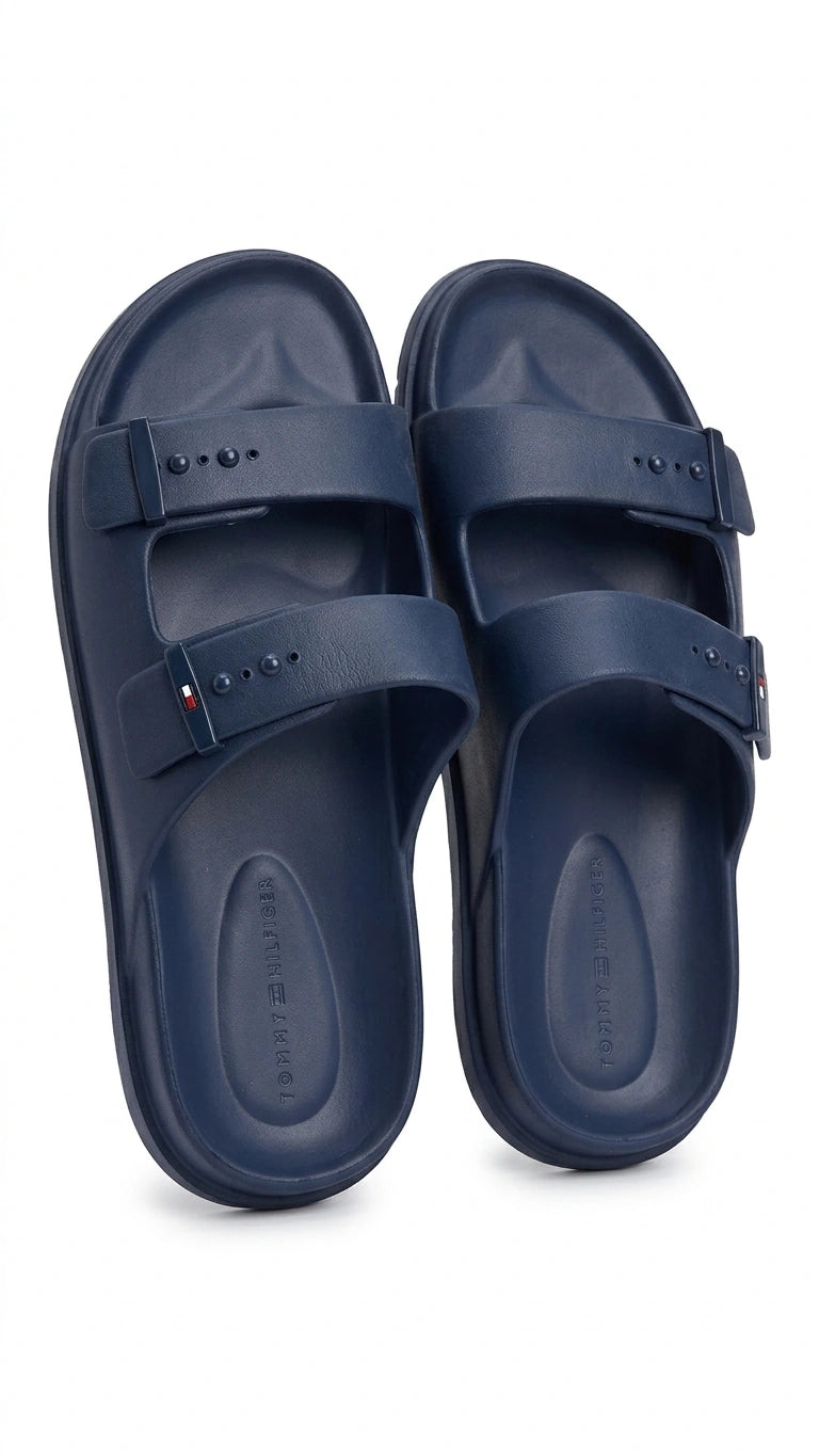 Tommy Hilfiger Two-Strap Adjustable Slides - Navy