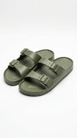 Calvin Klein Men's Two-Strap Buckle Slides - Olive Green