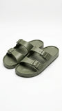 Calvin Klein Men's Two-Strap Buckle Slides - Olive Green