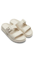 Tommy Hilfiger Women's Double Strap Buckle Slides - Ecru