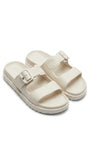 Tommy Hilfiger Women's Double Strap Buckle Slides - Ecru