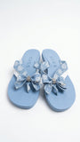 Guess Women's Monogram Denim Bow Flip Flops - Light Blue