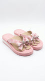 GUESS Women's Monogram Bow Platform Flip Flops - Pink Multi